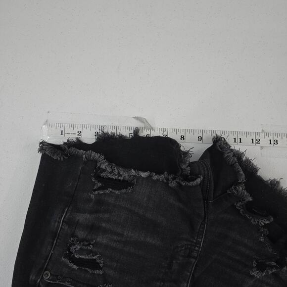 American Eagle Hi-Rise Shortie Women's 8 Black Distressed Denim Jean Shorts 6245 - Picture 5 of 11